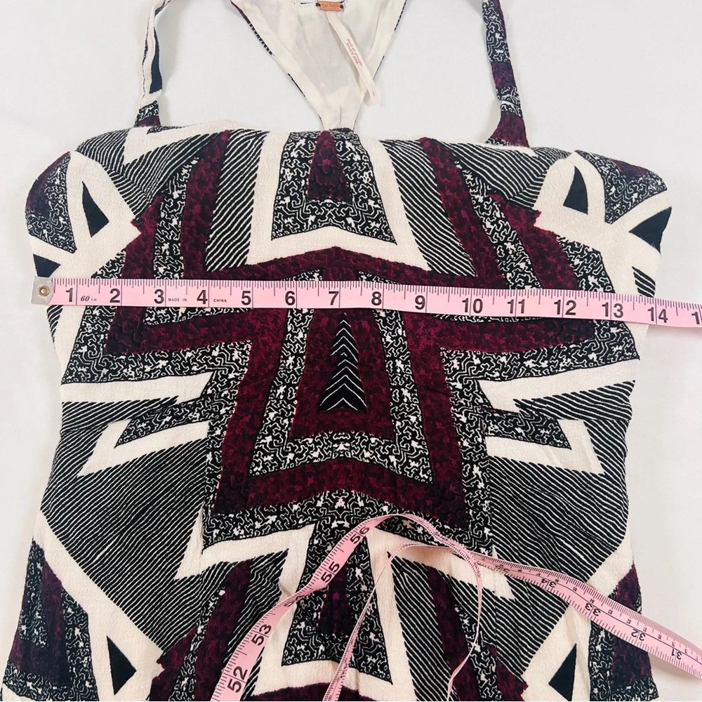 Free People Geometric Print Maxi Dress in Black, White, Burgundy